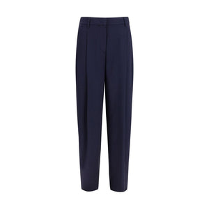 Blue Silk Casual Pants
