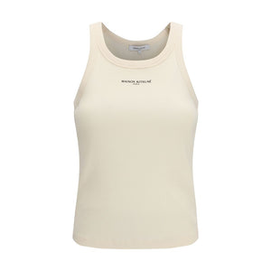 Beige Cotton Sleeveles T-Shirt