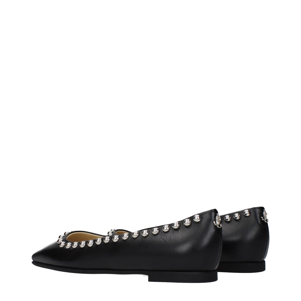 Black Leather Ballet Flats