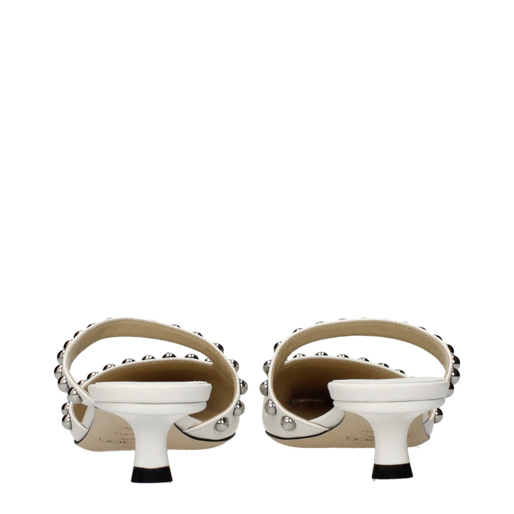 White Leather Flat Sandals
