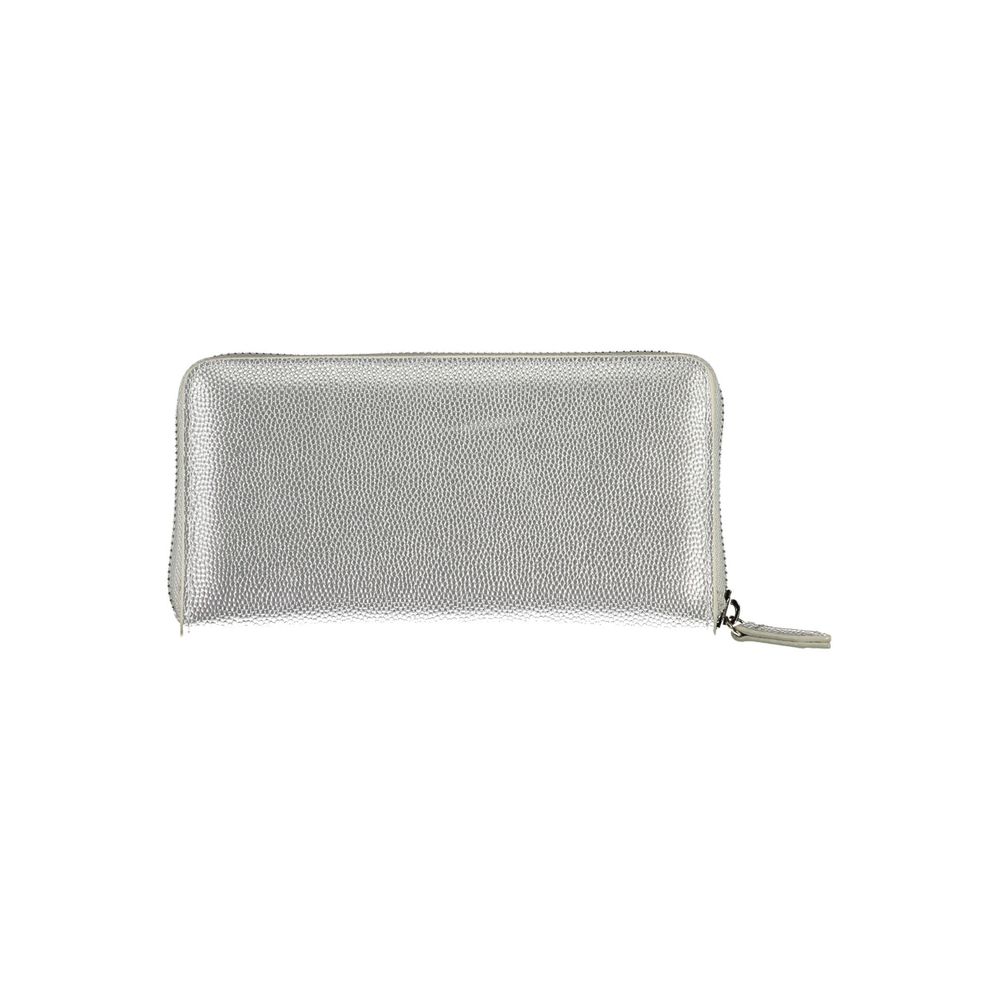 Silver Polyurethane Women Wallet