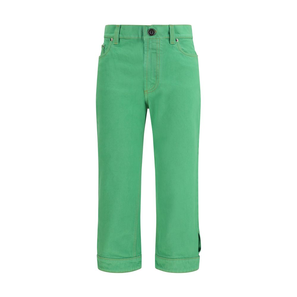 Bicolor Cotton Cropped Jeans