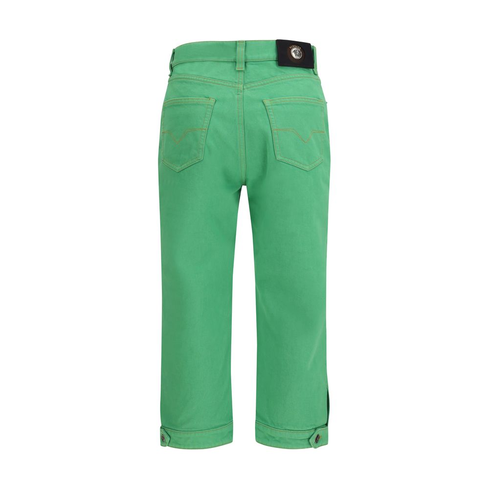 Bicolor Cotton Cropped Jeans