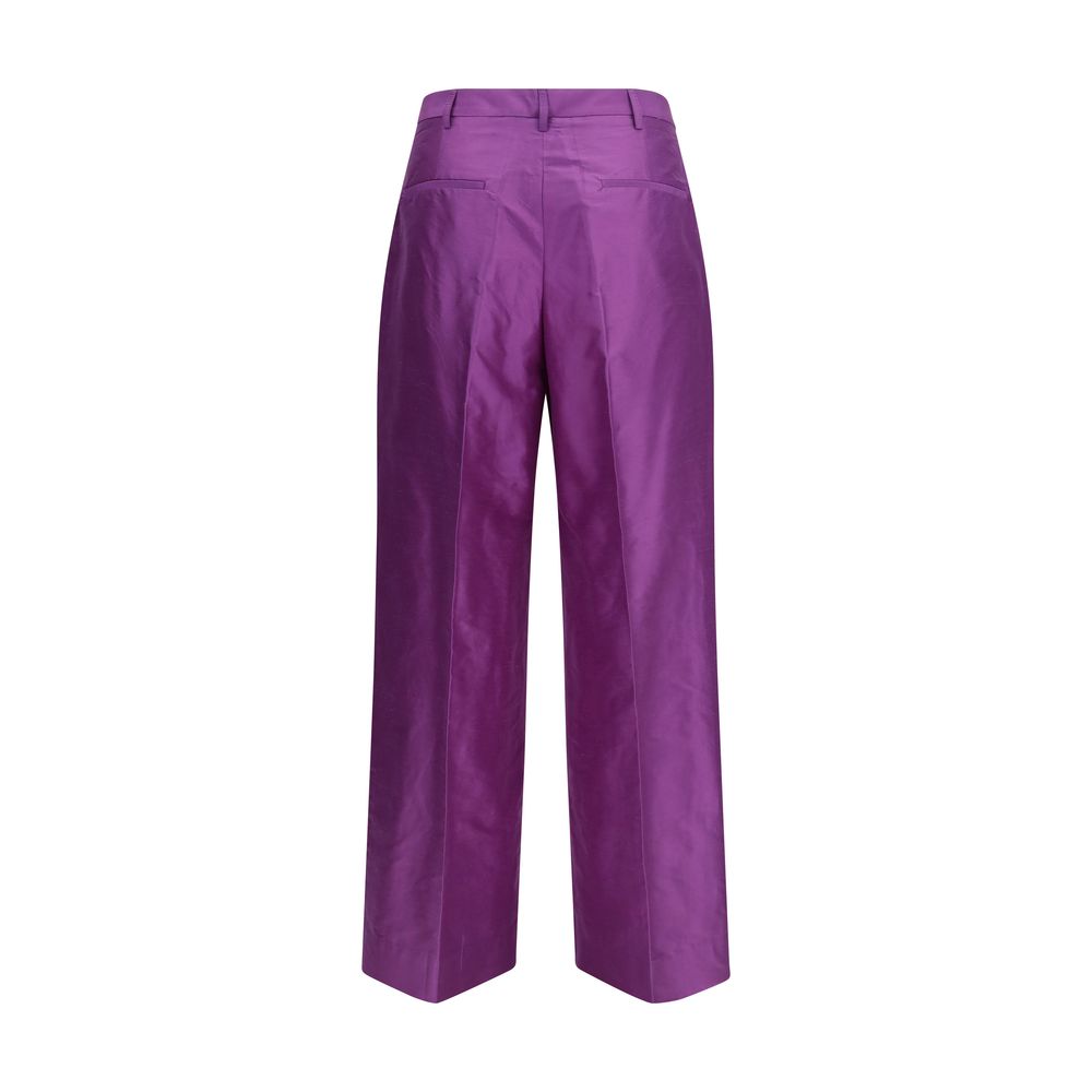 Purple Silk Casual Pants