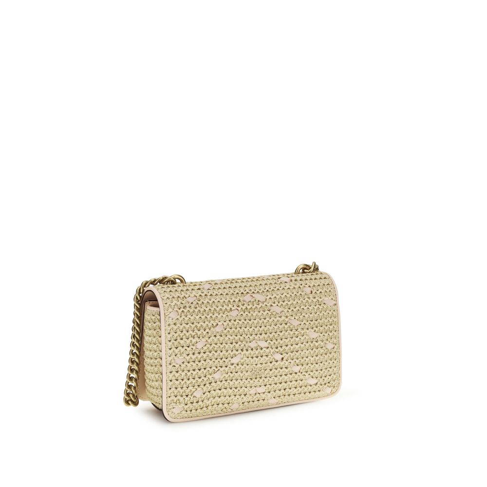 Beige Raffia Shoulder Bag