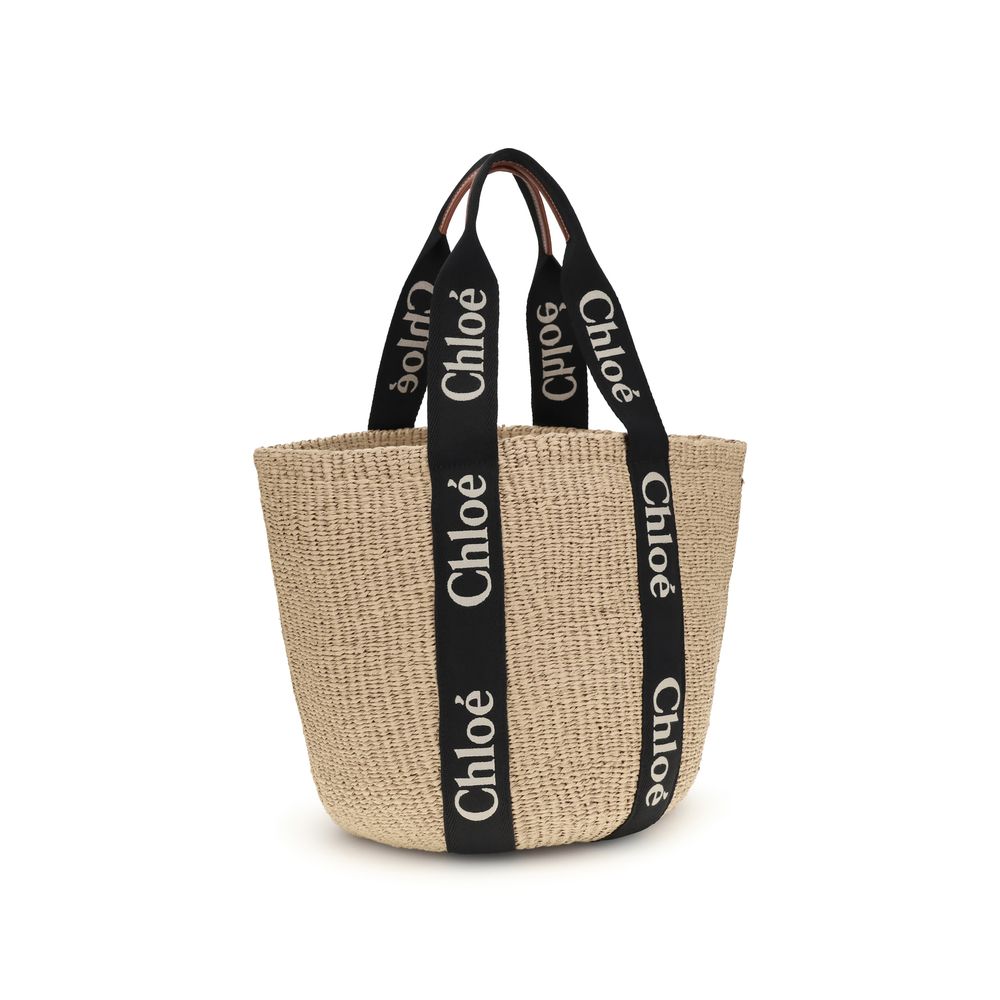 Beige Raffia Backet Bag