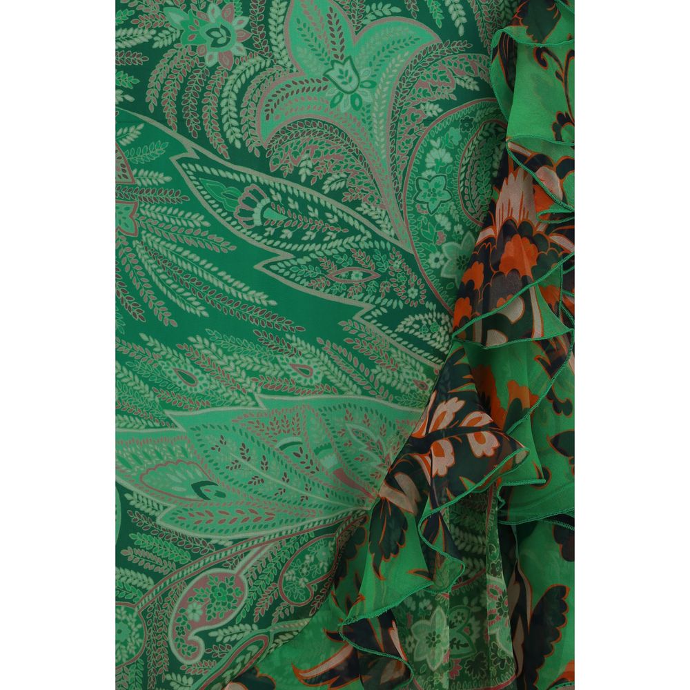 Bicolor Silk Long Skirt
