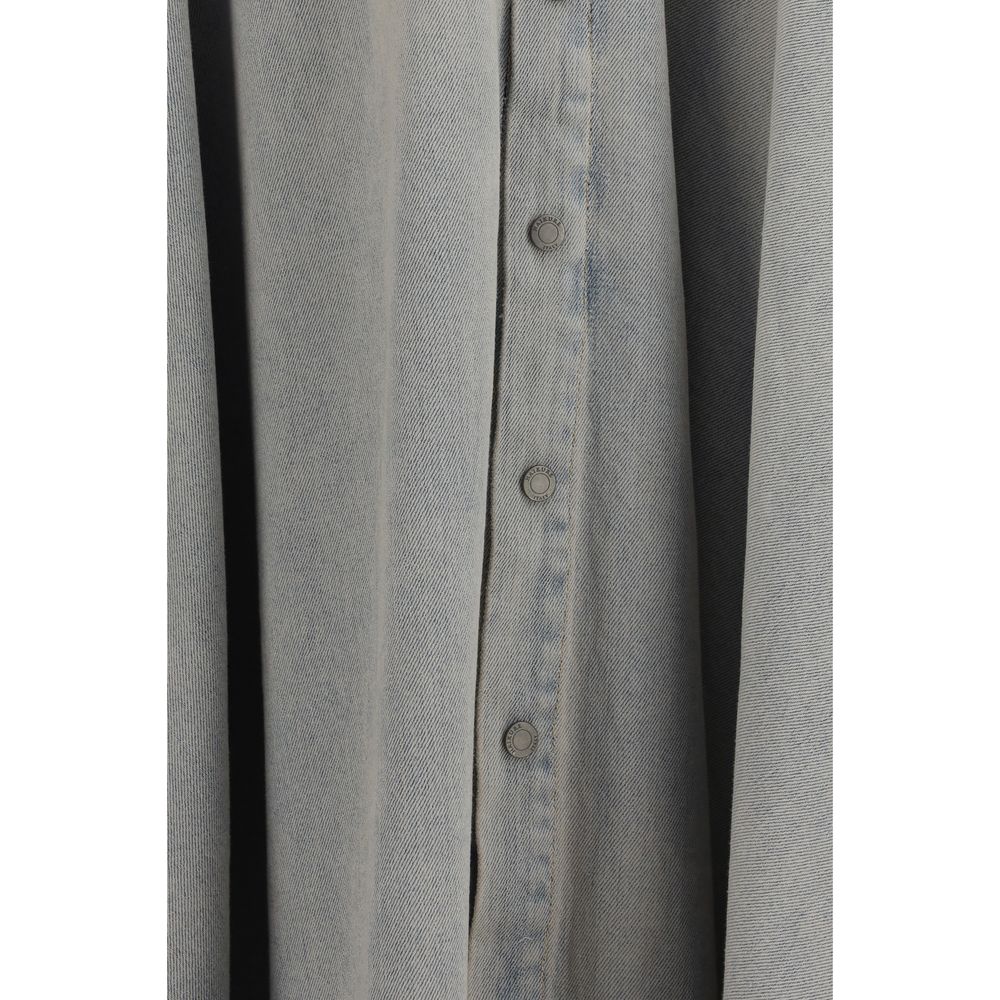 Blue Cotton Midi Skirt