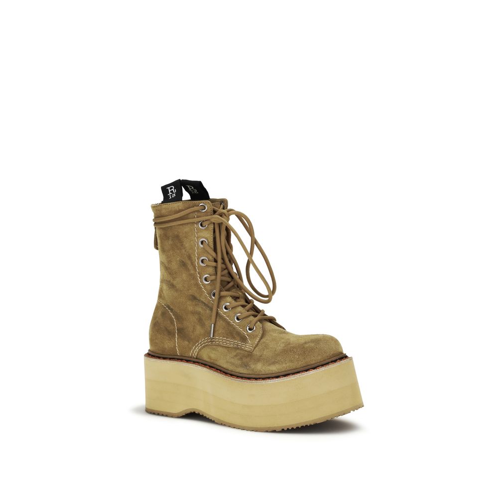 Bicolor Calf Leather Bos Taurus Lace-Up Boots