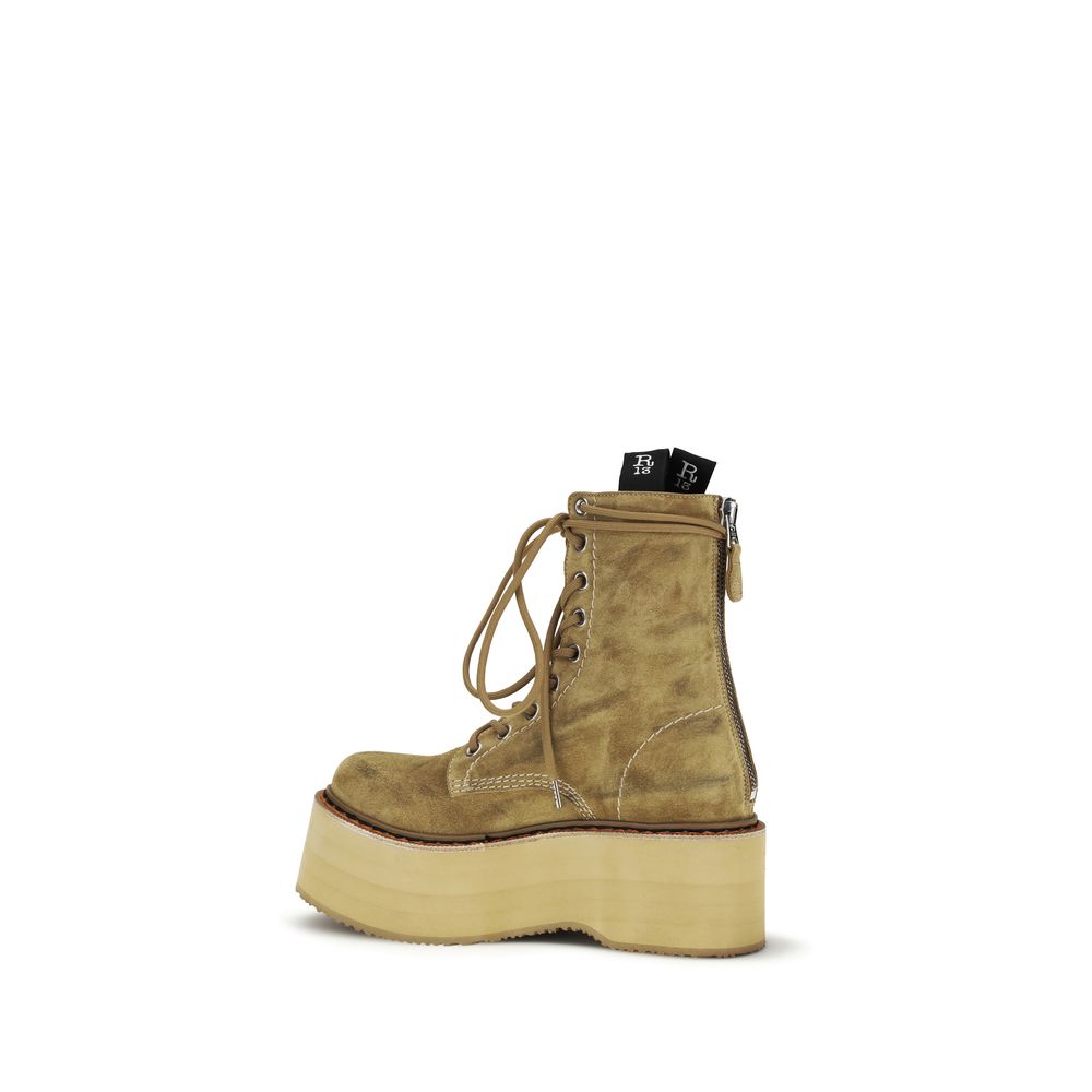 Bicolor Calf Leather Bos Taurus Lace-Up Boots