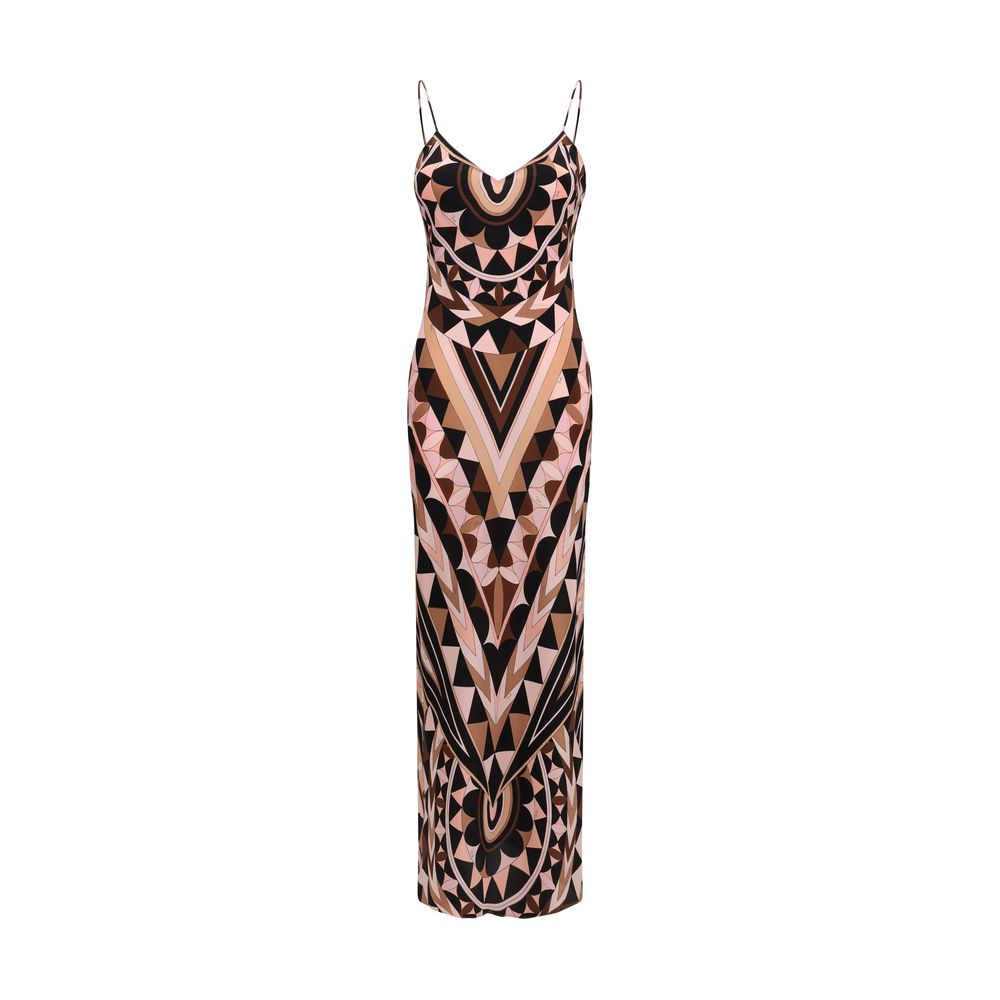 Multicolor Silk Long Dress