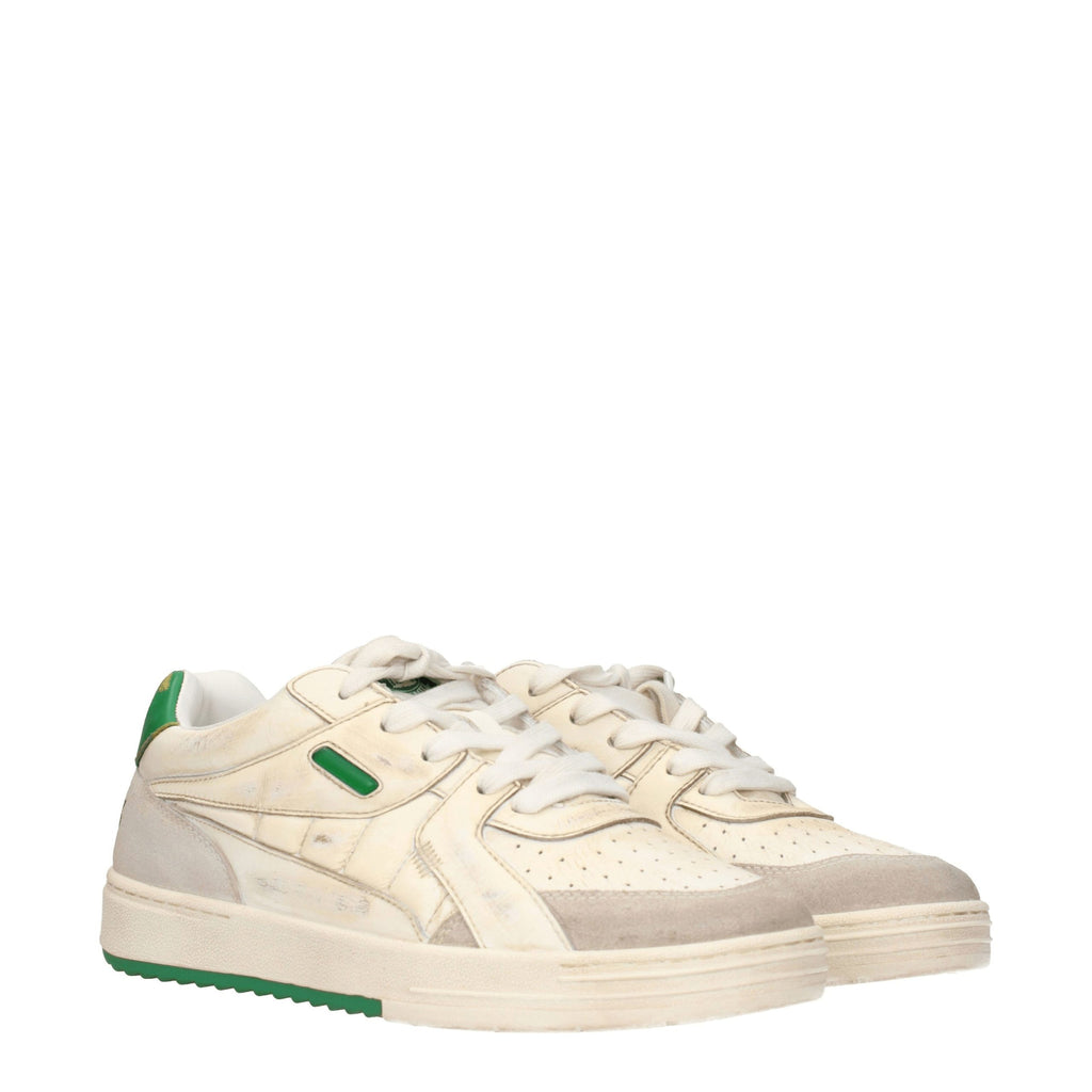 Beige Leather Low Top Sneakers