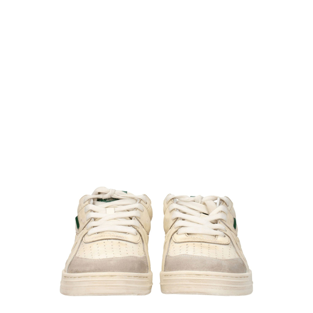 Beige Leather Low Top Sneakers