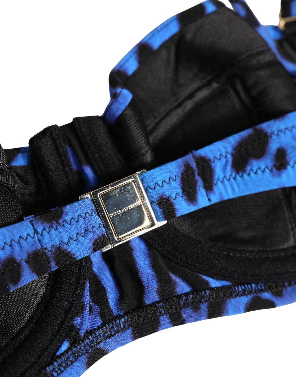Blue Leopard Print Padded Balconnet Bra Underwear