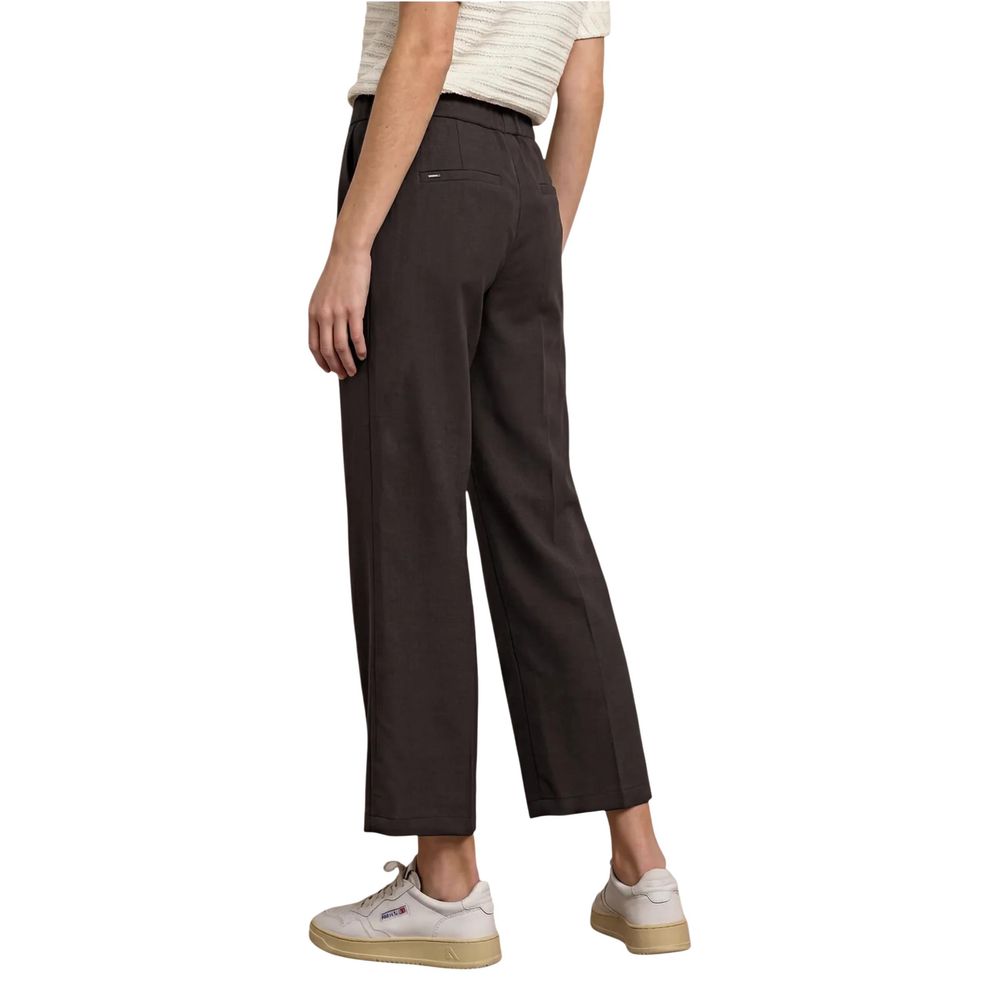 Brown Viscose Casual Pants