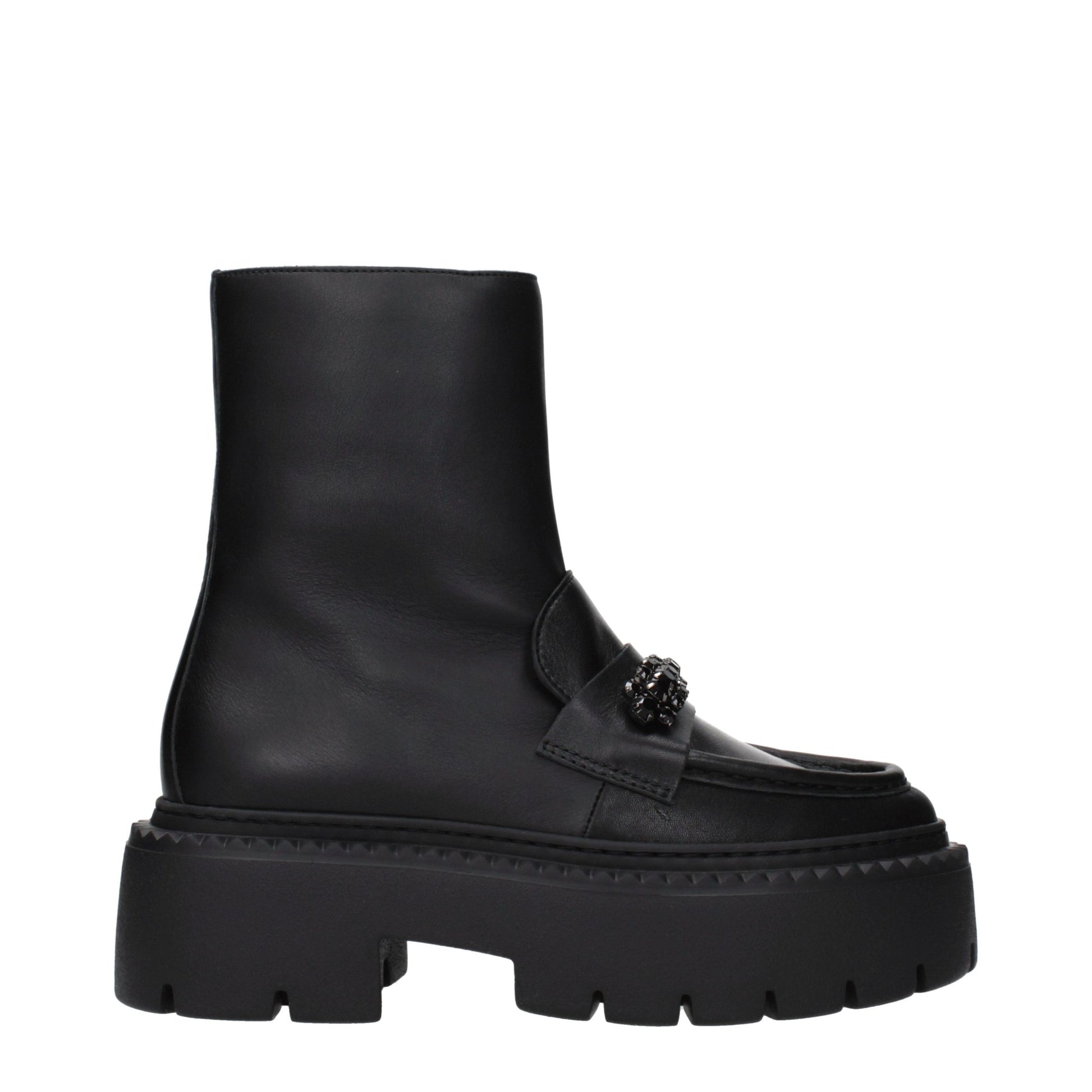 Black Leather Ankle Boots