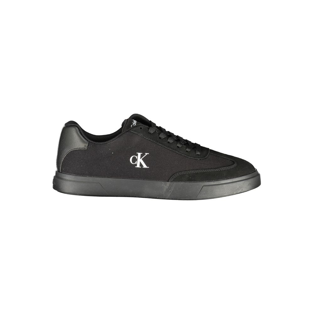 Black Polyester Athletic Sneakers