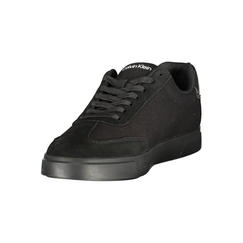 Black Polyester Athletic Sneakers