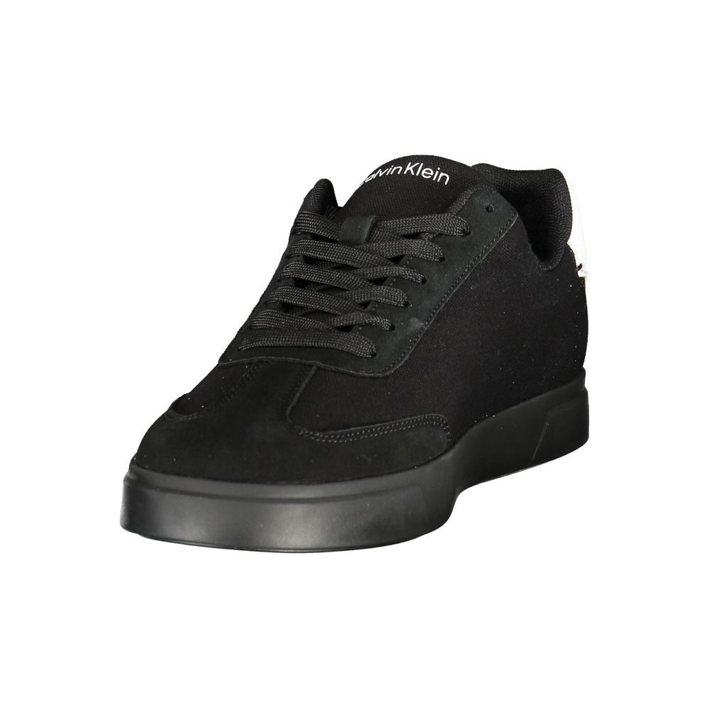 Black Polyester Athletic Sneakers