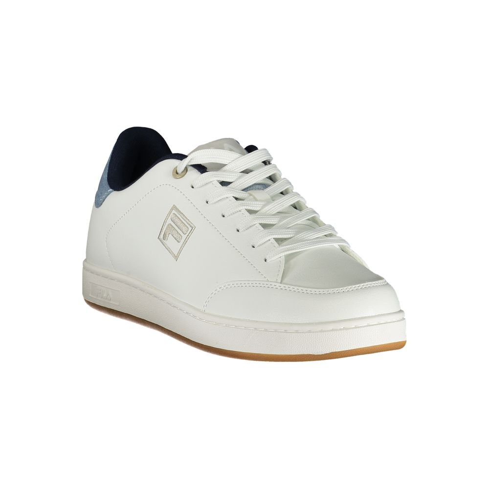 White Polyester Athletic Sneakers