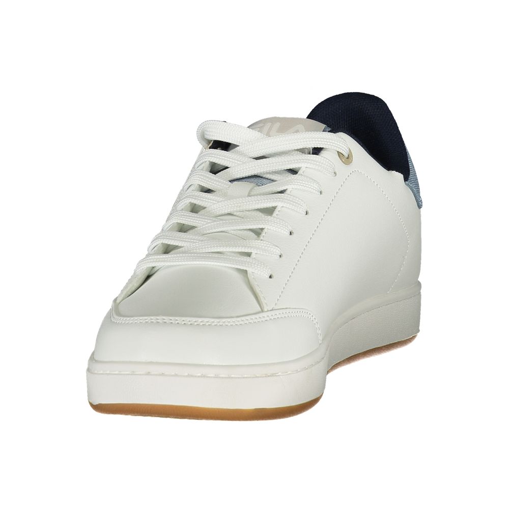 White Polyester Athletic Sneakers