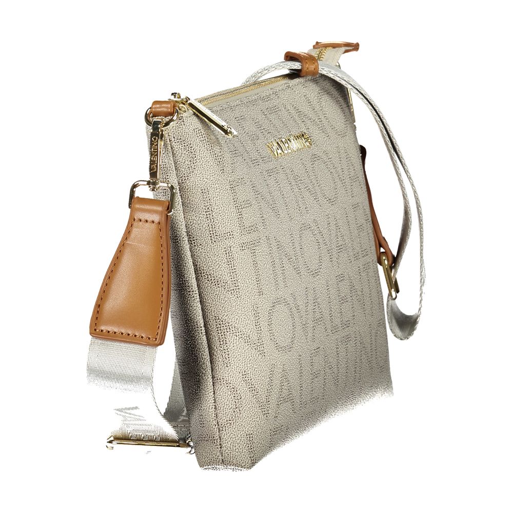 Beige Polyurethane Women's Bag with Zip Closure and Strap