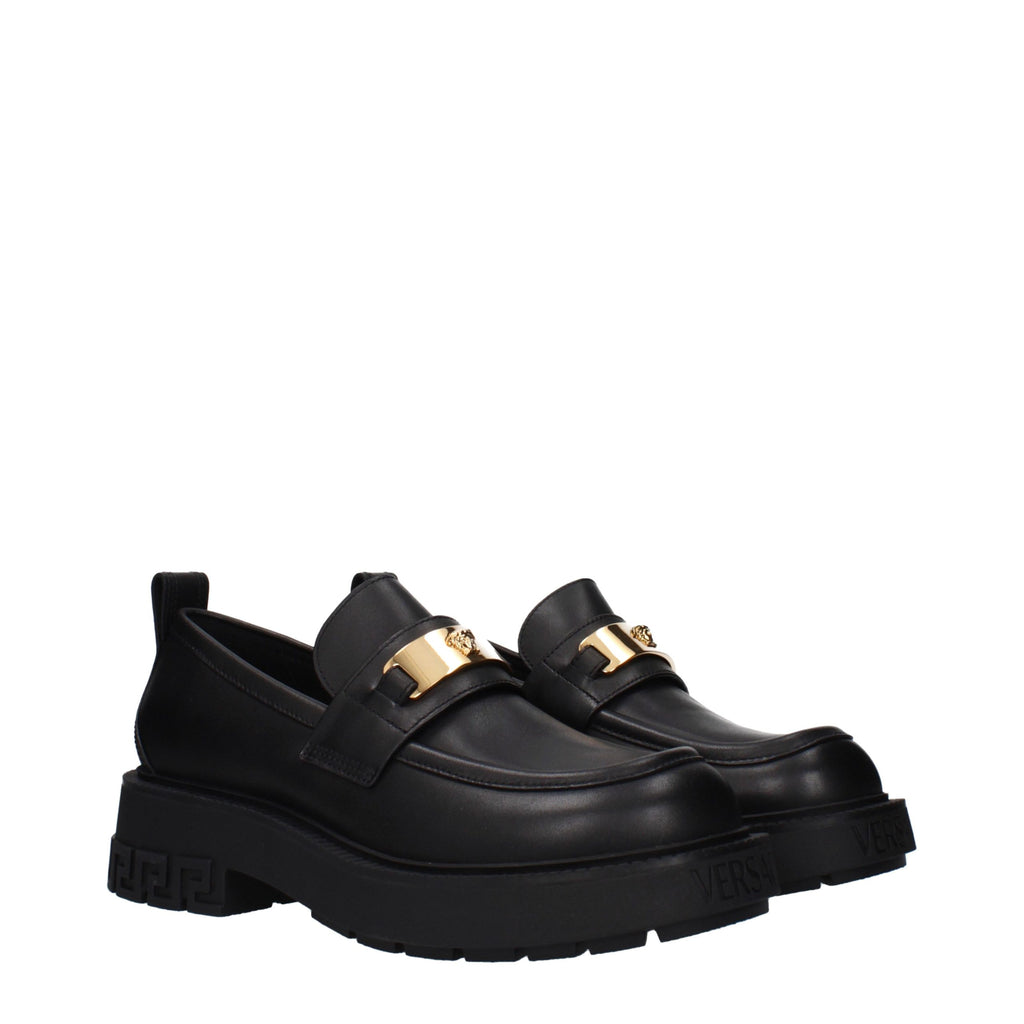 Black Leather Slip-On Loafers