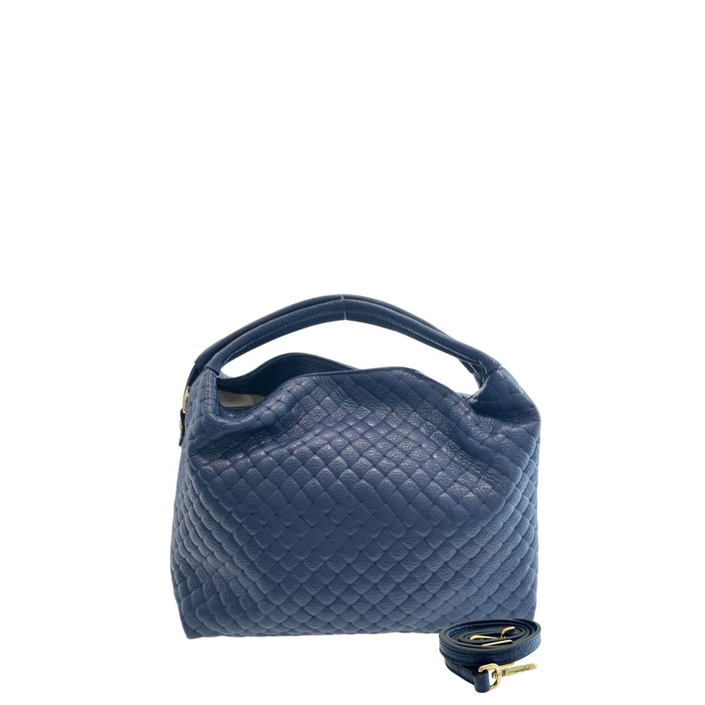 Blue Leather Women Handbag