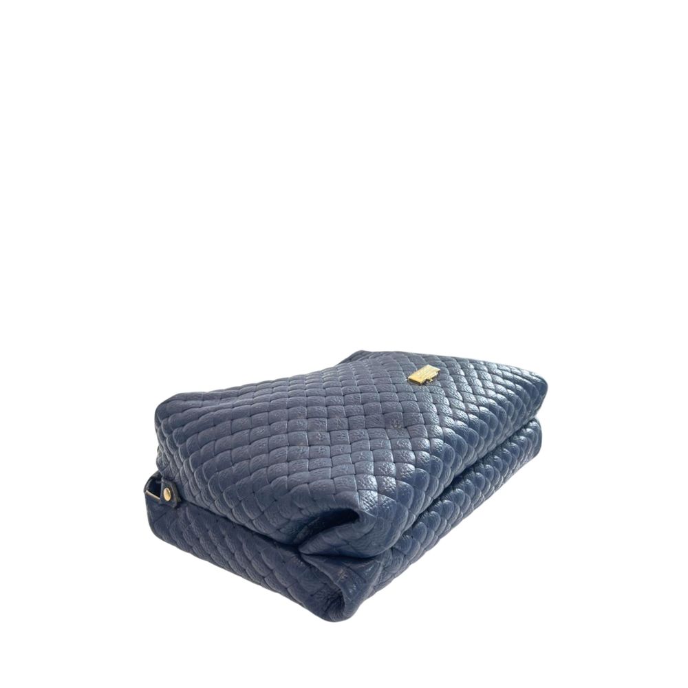 Blue Leather Women Handbag