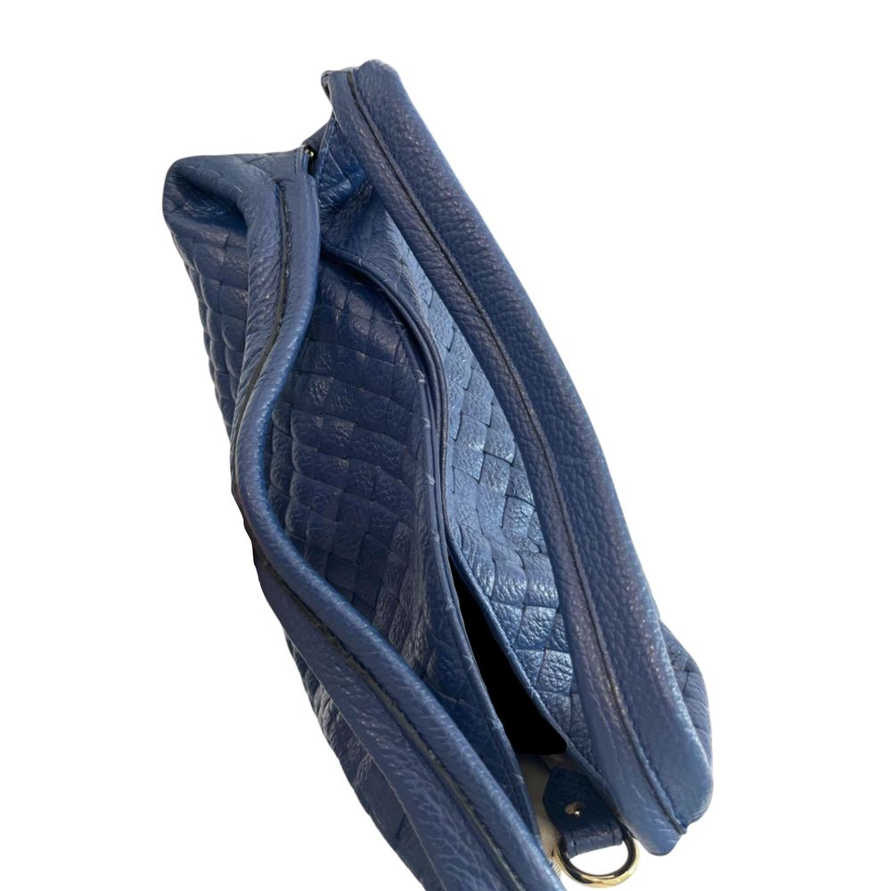 Blue Leather Women Handbag