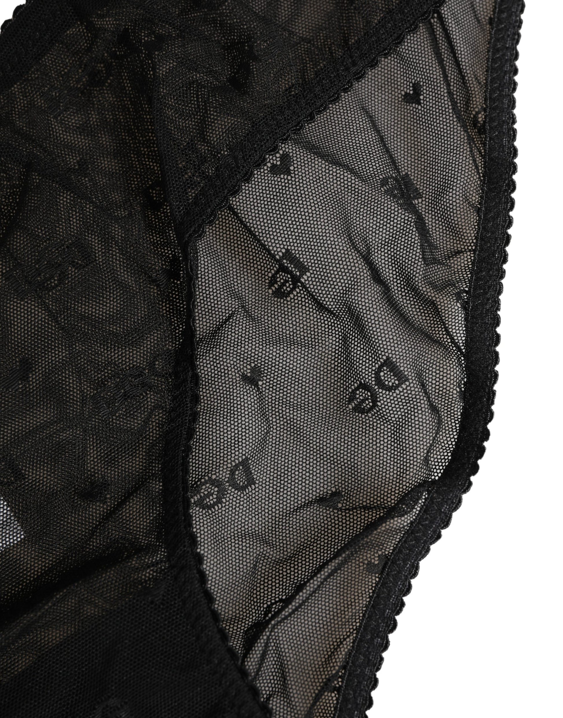 Black Sheer Mesh Lace Logo Brief Panty Underwear