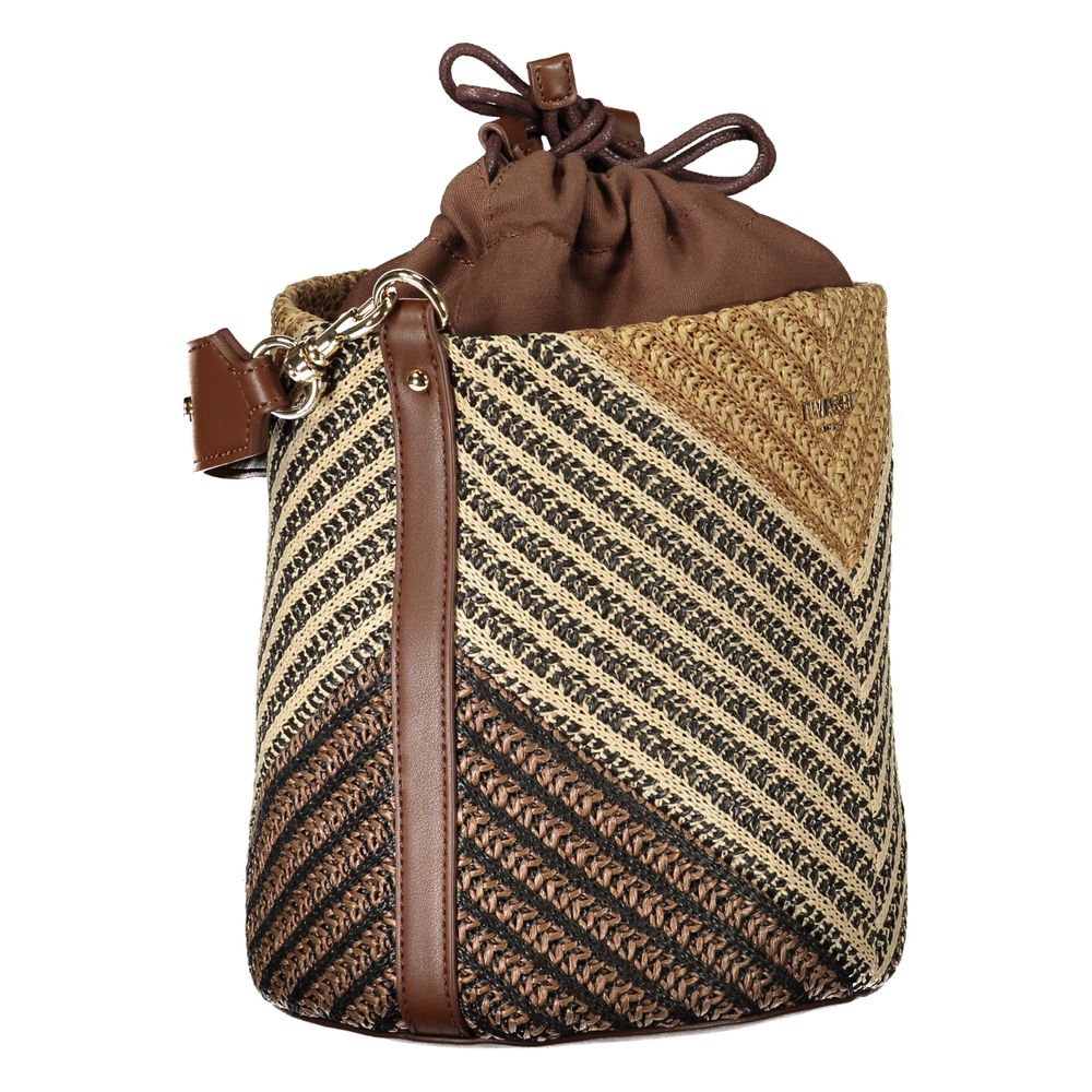 Brown Polyester Women's Bag with Adjustable Strap