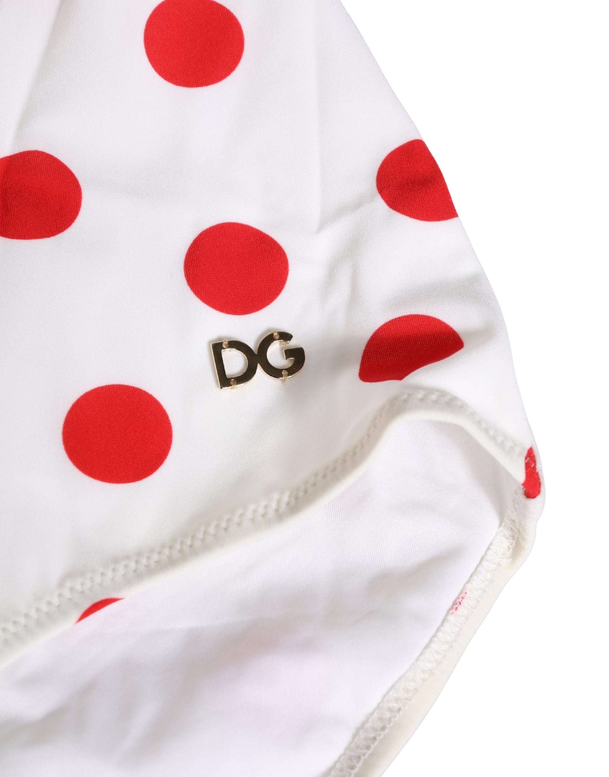 White Polka Dot One-Piece Swimsuit Swimwear