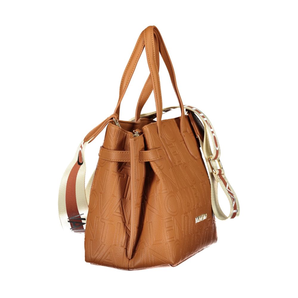 Brown Polyurethane Women's Bag with Adjustable Shoulder Strap