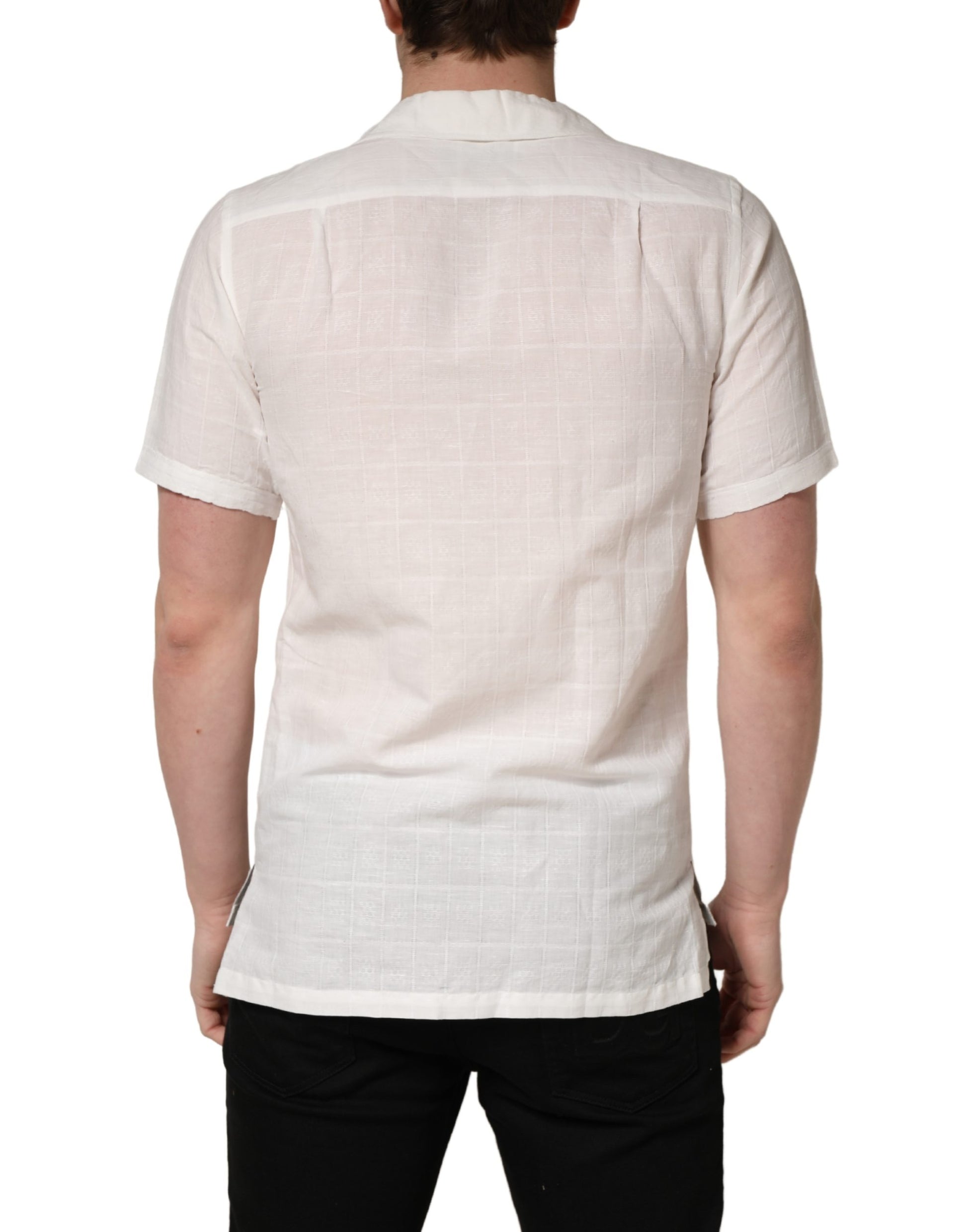 White Linen Short Sleeves Button Down Shirt