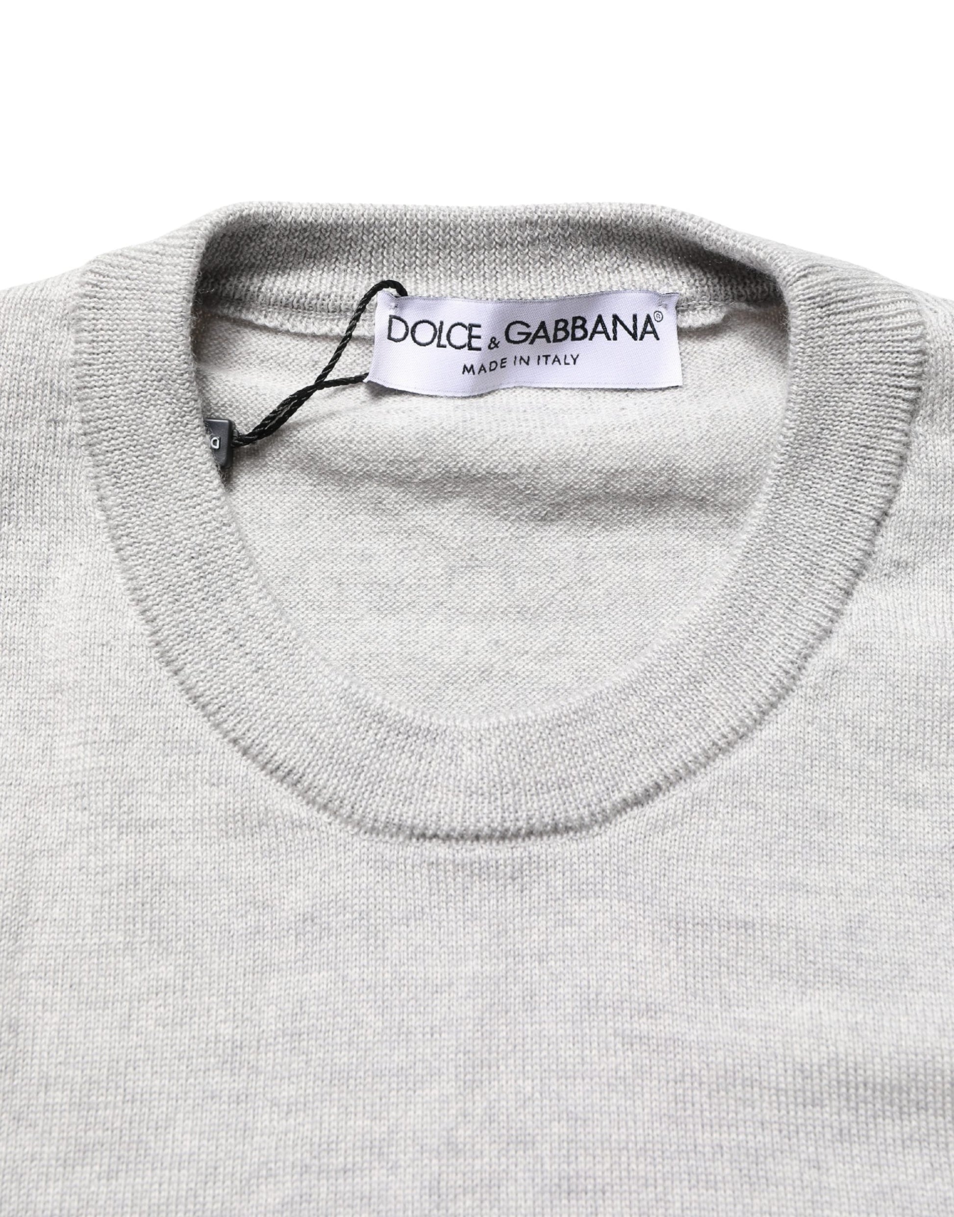 Gray Long Sleeves Crew Neck Pullover Sweater