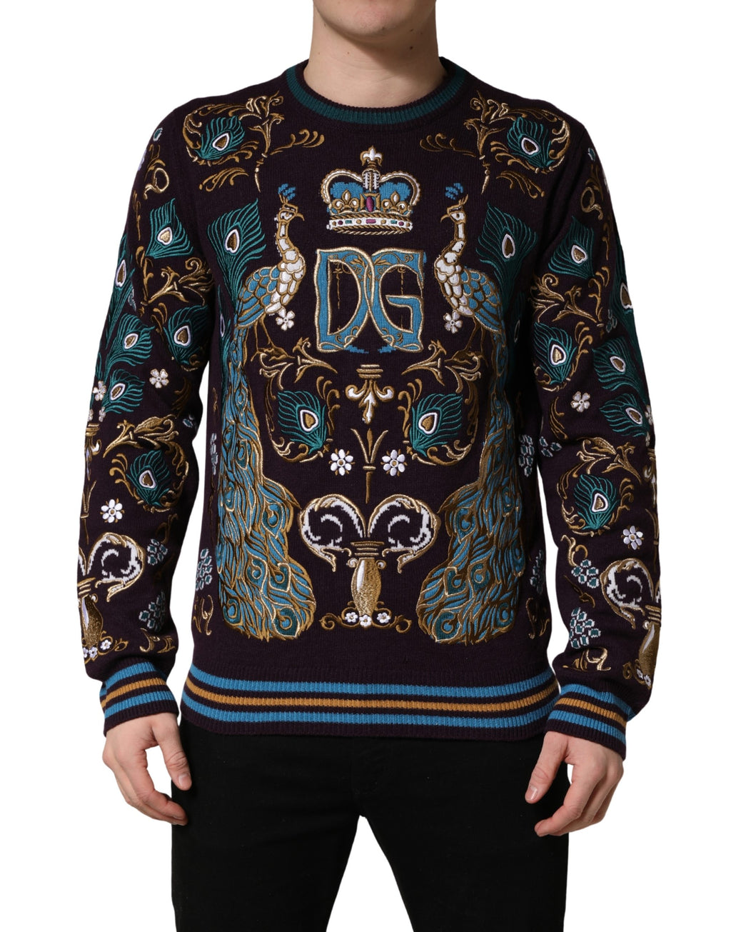 Bordeaux Cashmere Crown Embroidered Sweater