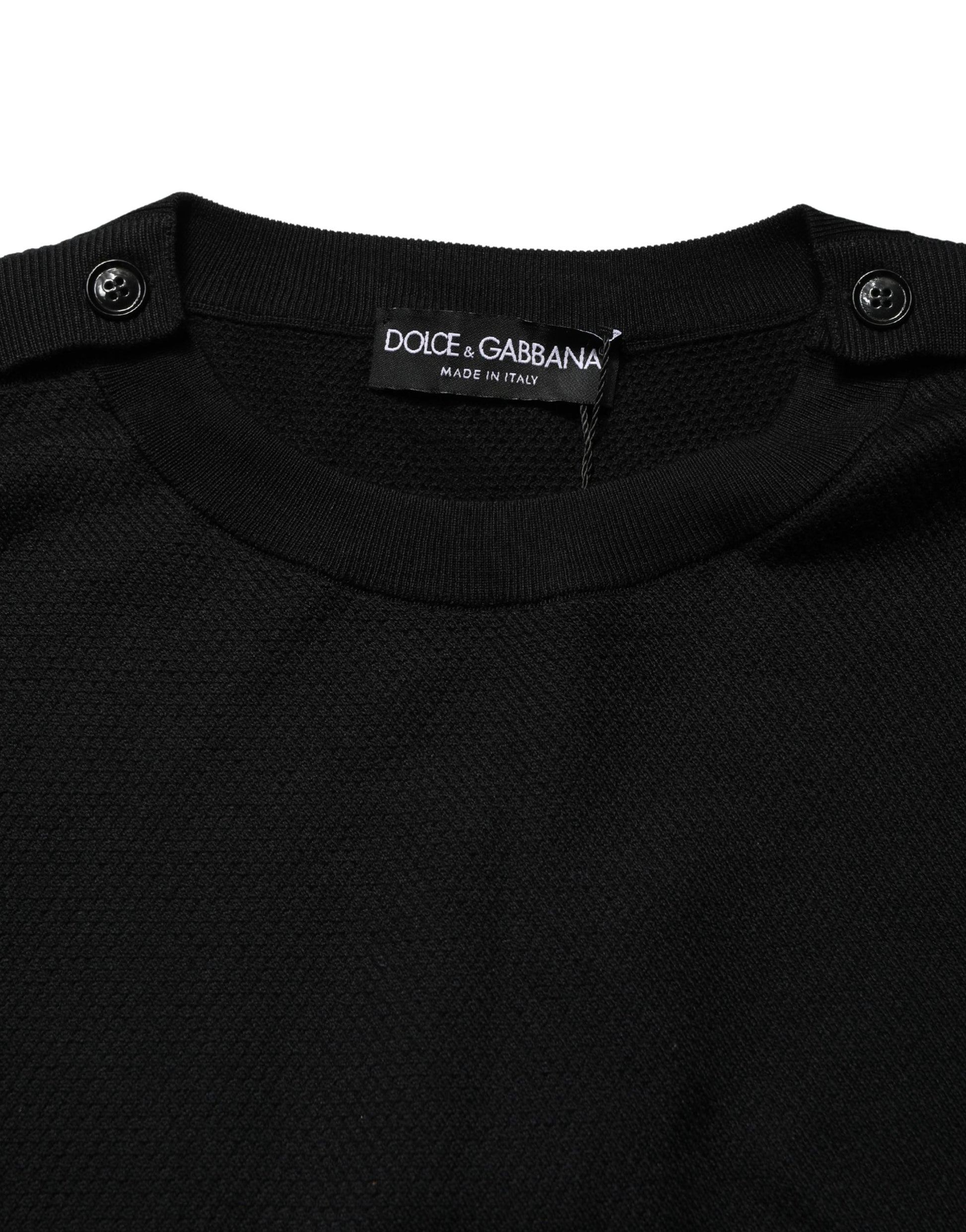 Black Crew Neck Long Sleeve Pullover Sweater