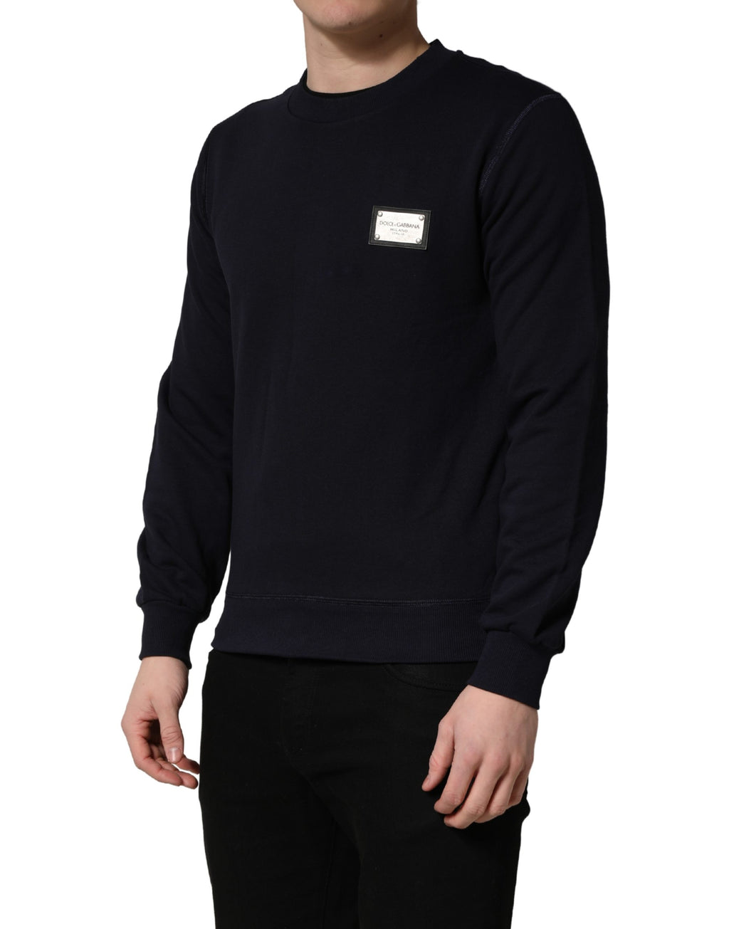 Black Logo Plaque Jersey Sweatshirt Cotton Sweater