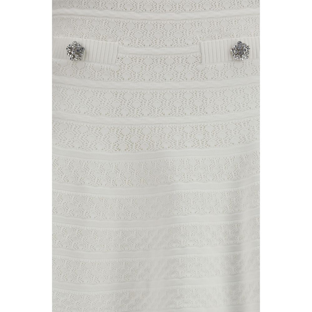 White Viscose Mini Skirt