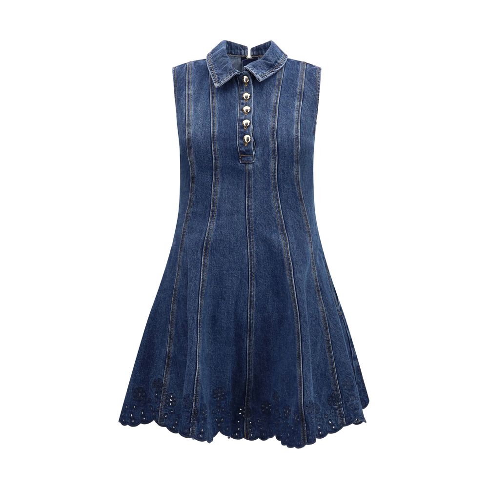 Blue Cotton Casual Dress