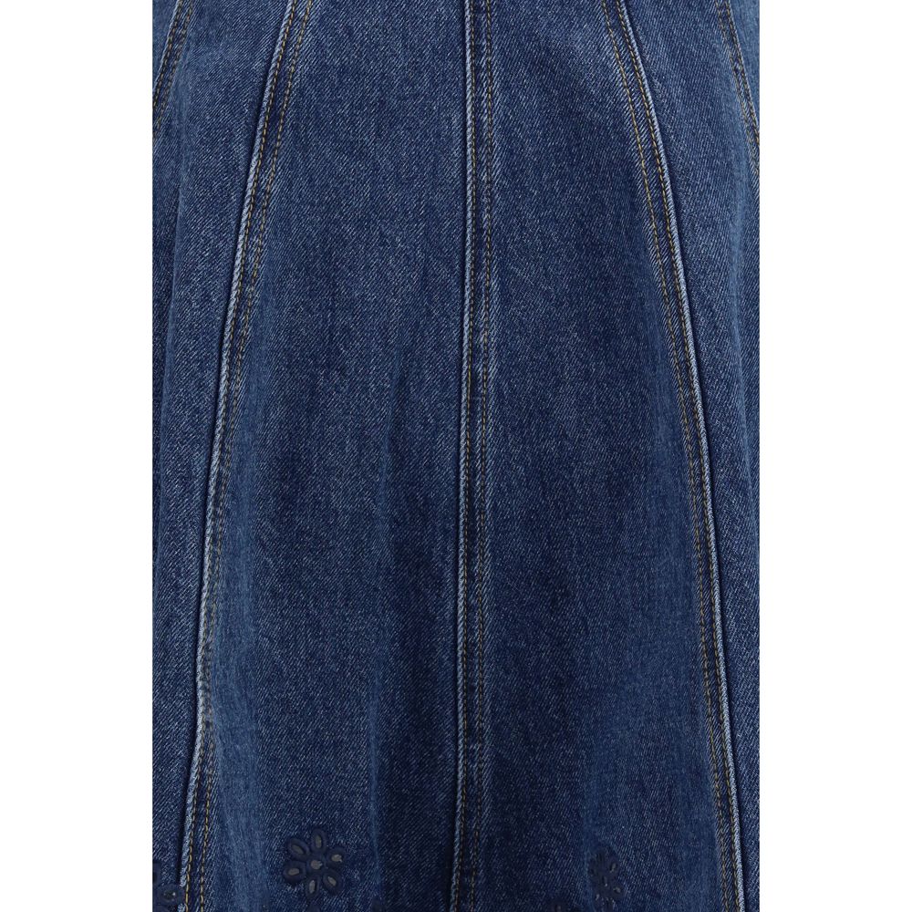 Blue Cotton Casual Dress