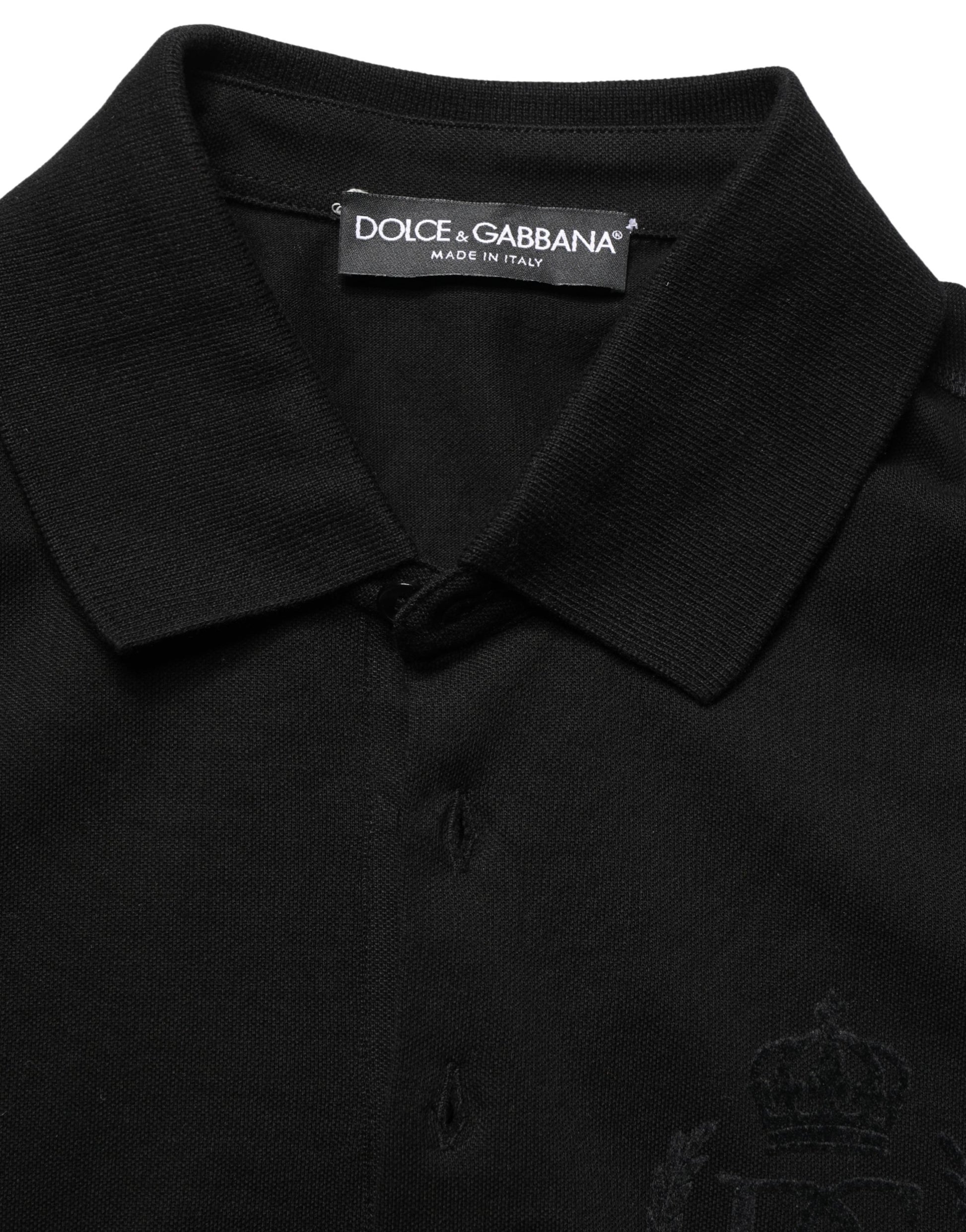 Black Cotton Collared Short Sleeves Men Polo T-shirt