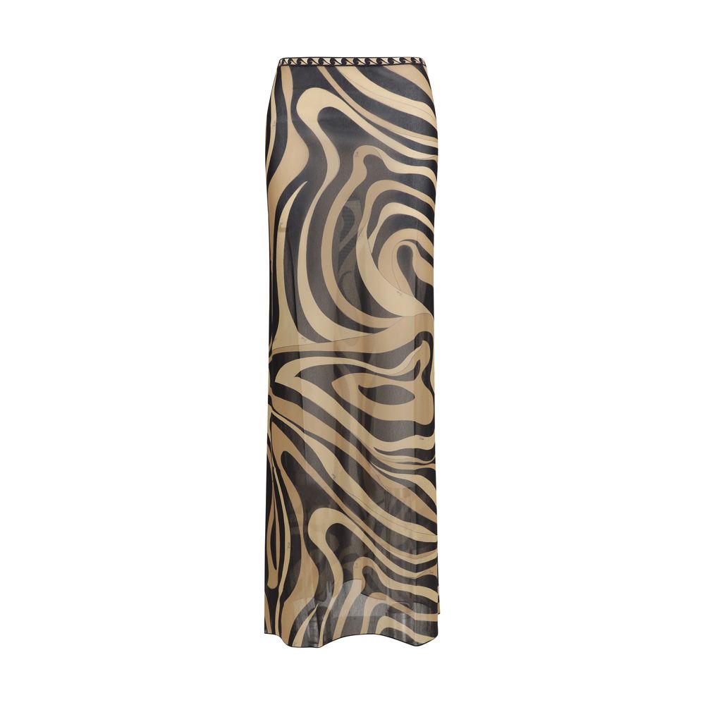 Beige Polyamide Long Skirt