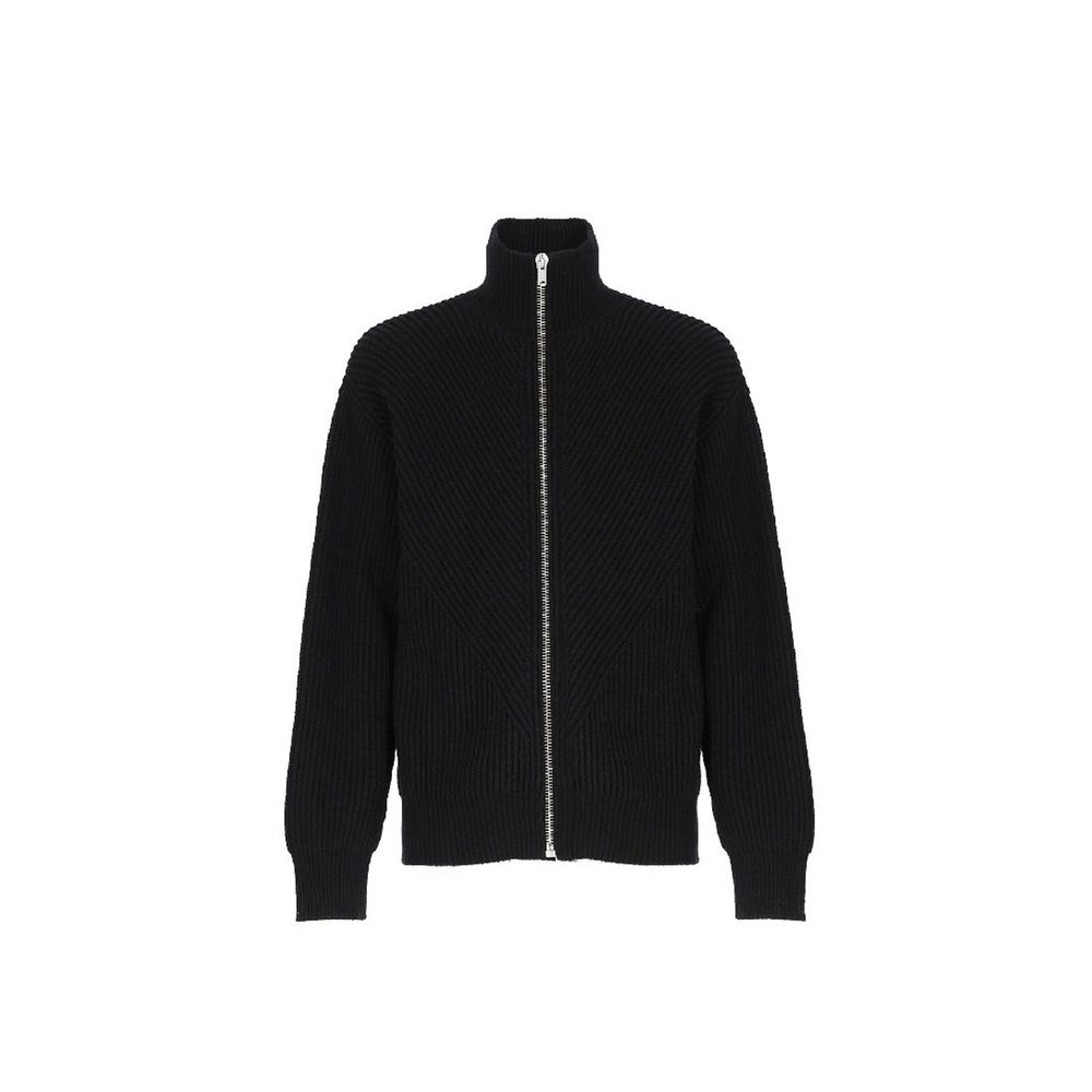 Black Alpaca Leather Cardigan