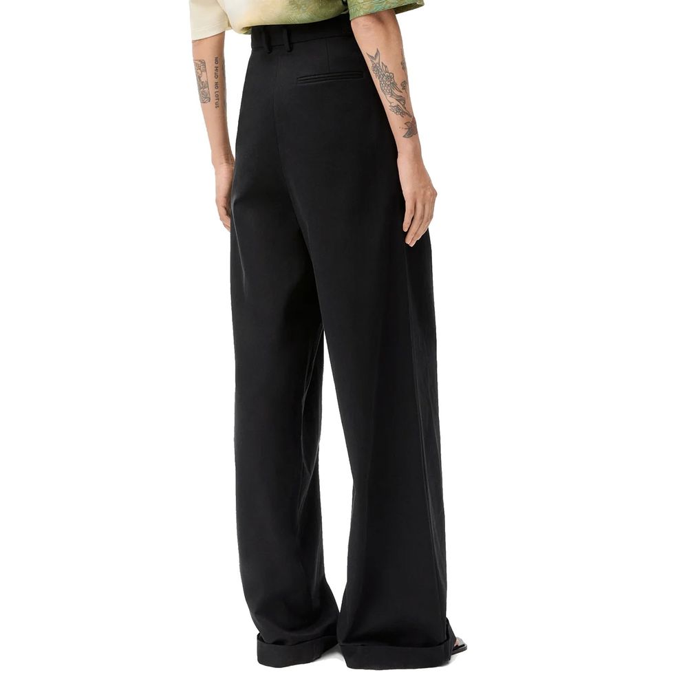 Black Cotton Casual Pants