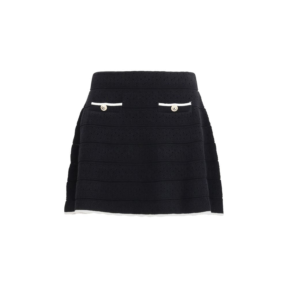 Black Cotton Mini Skirt