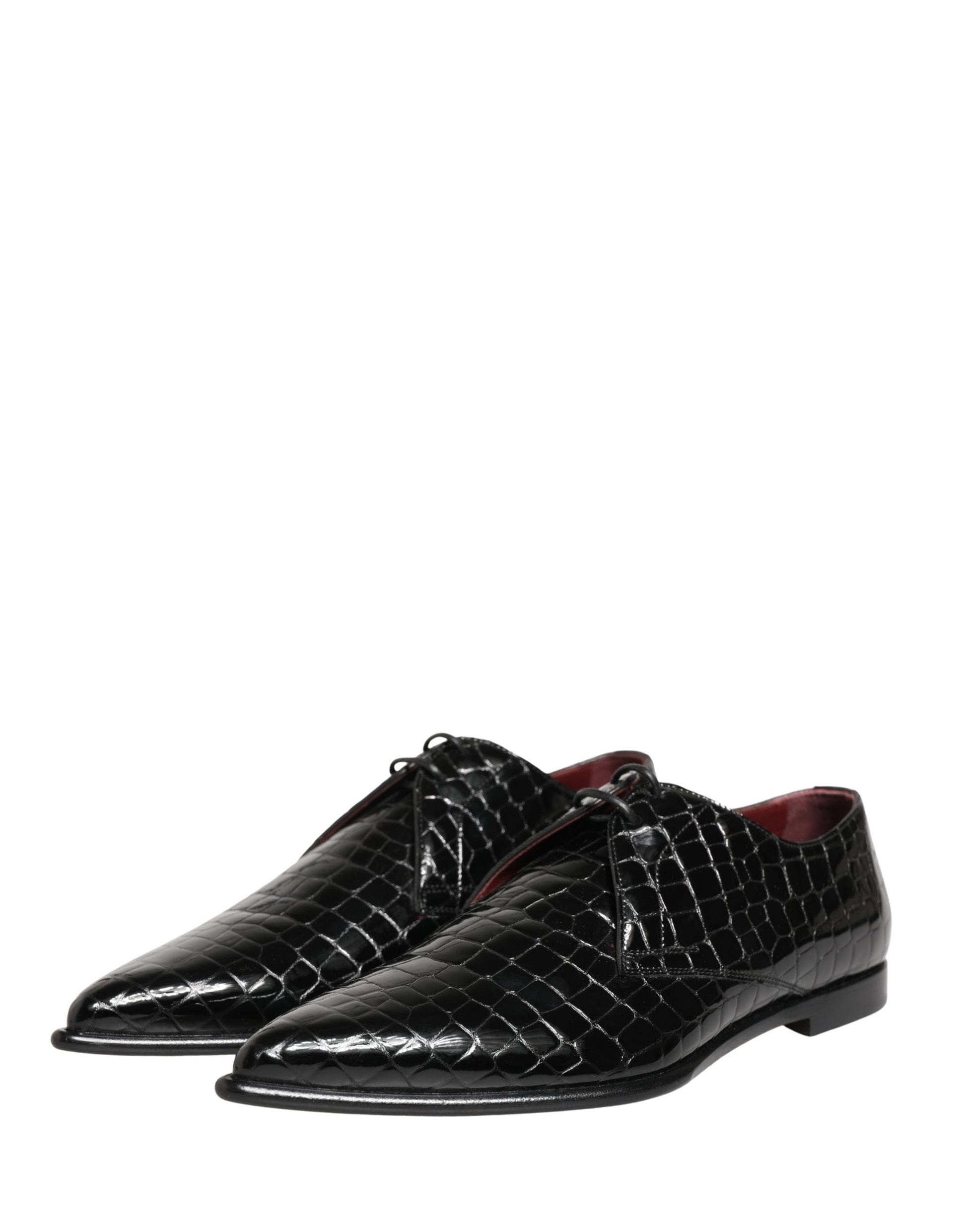 Black Exotic Leather Derby Men Dress Shoes
