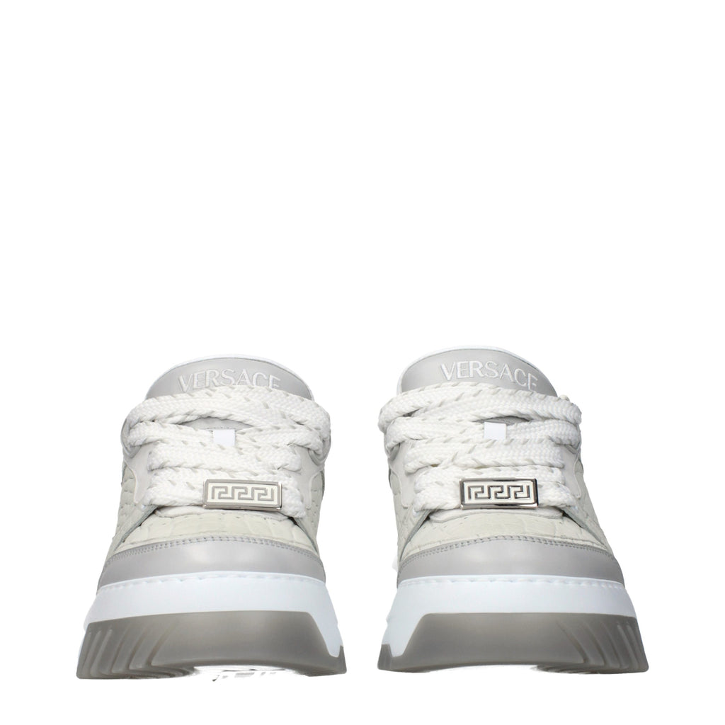 Gray Leather Low Top Sneakers
