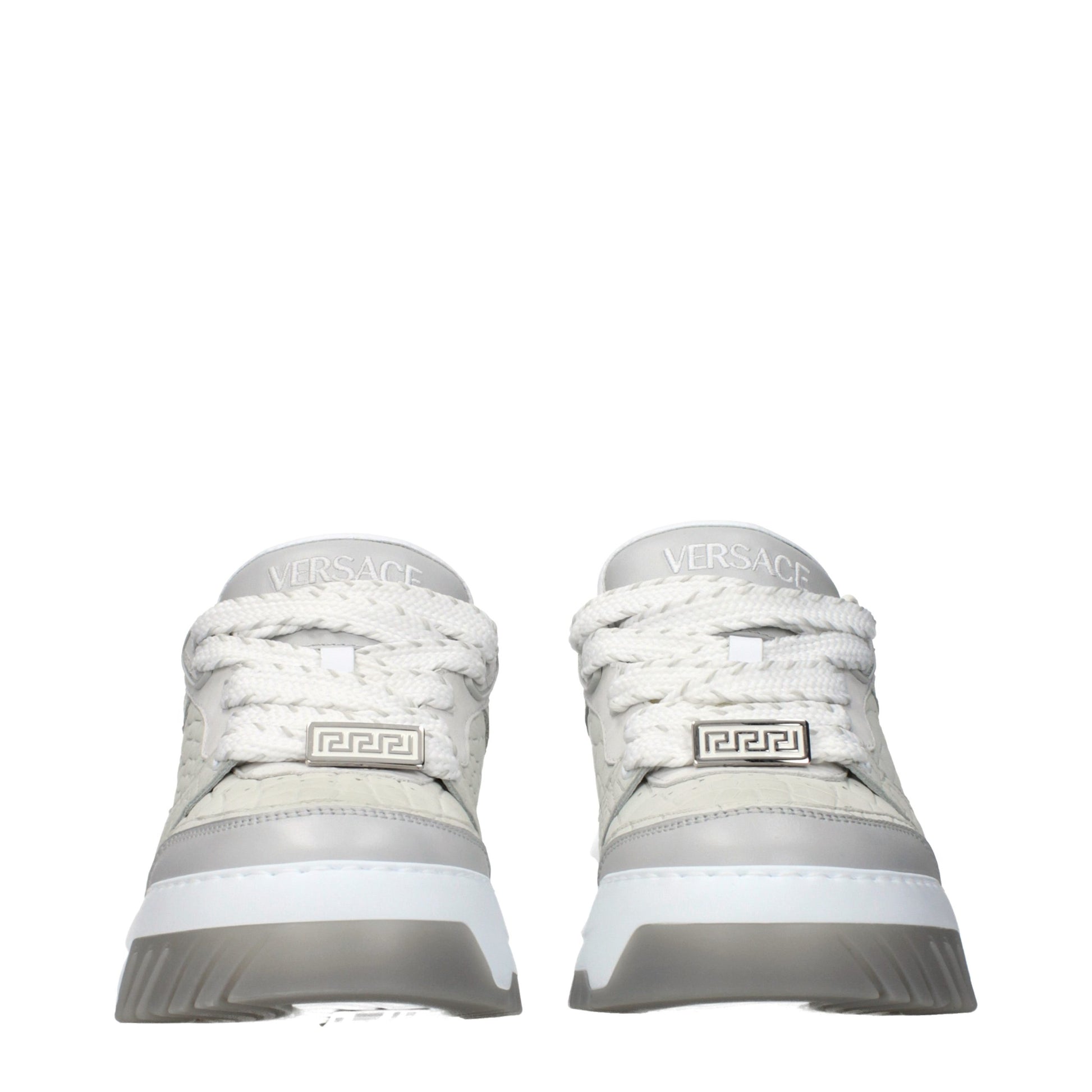 Gray Leather Low Top Sneakers